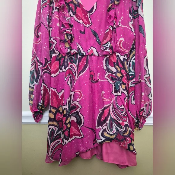 Trina Turk Saka Floral Silk Drrss Large - Picture 6 of 7